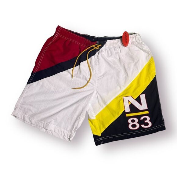 Nautica‎ 90s Swim Shorts Colorful Board Shorts Size XL 33" Waist - Picture 1 of 4